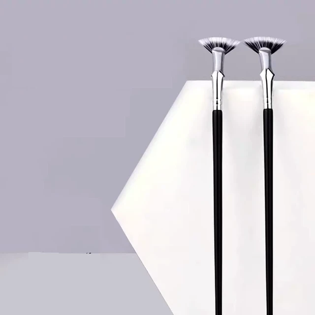 Alt view image 3 of 6 - TEONEI Fan Mascara Brushes Set, 2Pcs Eyelash, Eyebrow & Eye Shadow Makeup Brushes, Black
