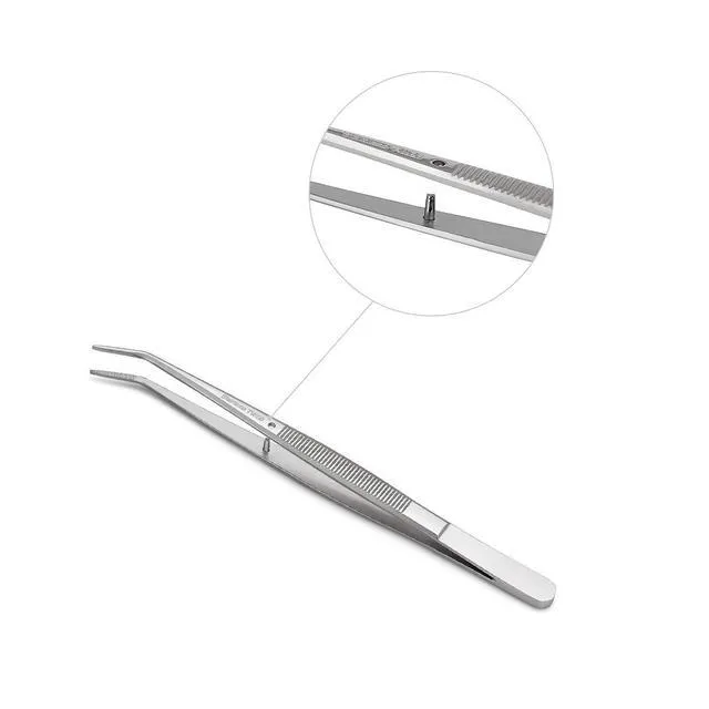 Alt view image 3 of 6 - Stainless Steel Tweezers with Curved Serrated Tip, Multipurpose Sewing Machine Forceps, 2 Pcs Set