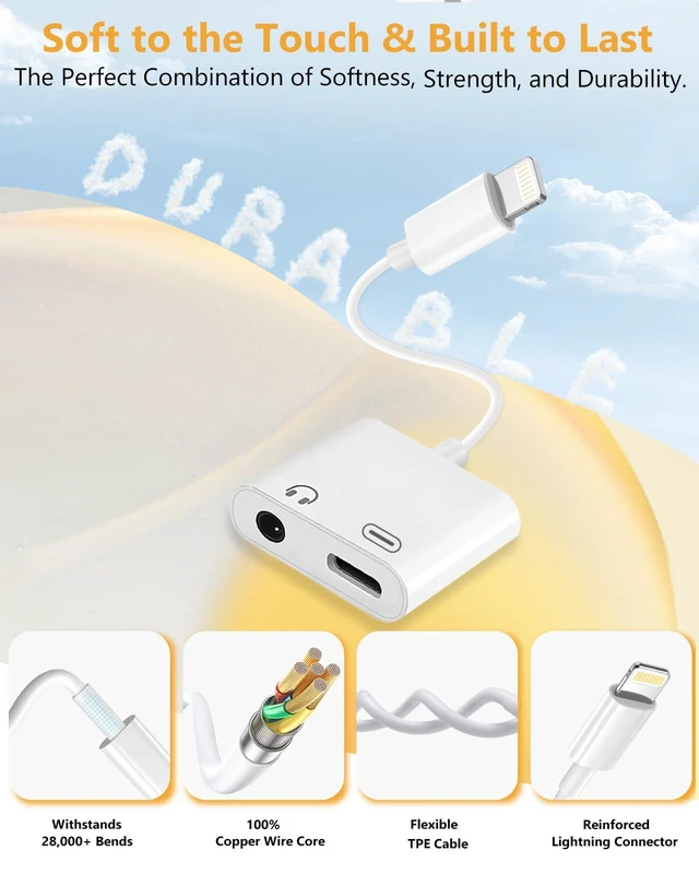Alt view image 4 of 7 - Apple MFi Certified Lightning to 3.5mm Headphone Jack Adapter 2-in-1 Charger & Audio Dongle with DAC Chip Hi-Fi Sound for iPhone 14/13/12/11/XS/XR - Car Aux, Home, Travel