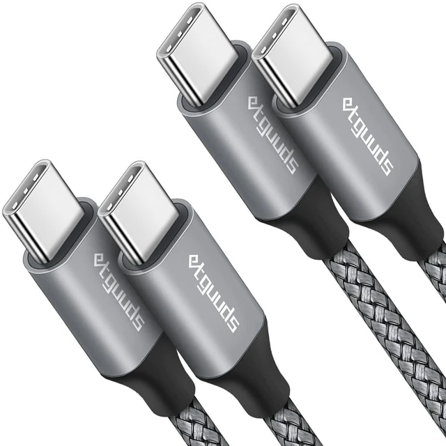Main image of etguuds USB-C to USB-C Cable 2ft 2-Pack 60W Fast Charging