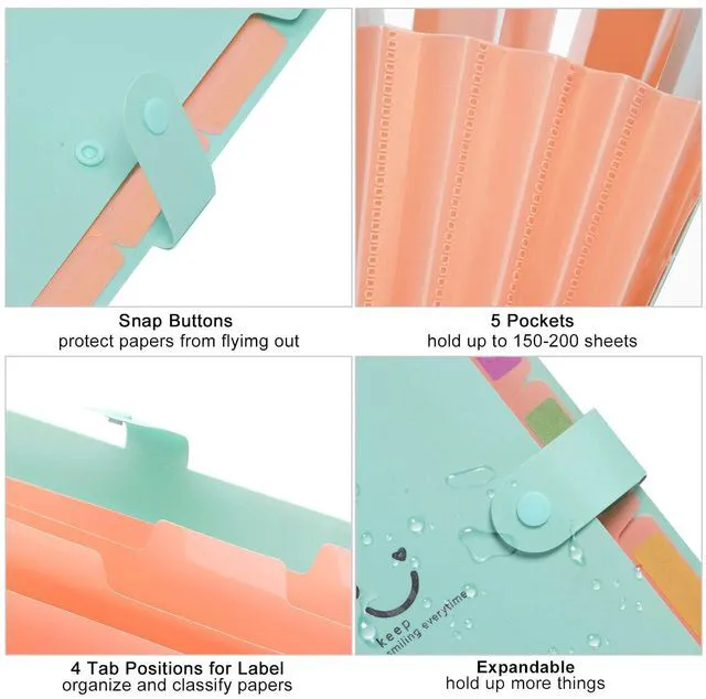 Alt view image 7 of 7 - Forvencer 5-Pocket Accordion File Organizer, Expanding File Folder, Letter Size