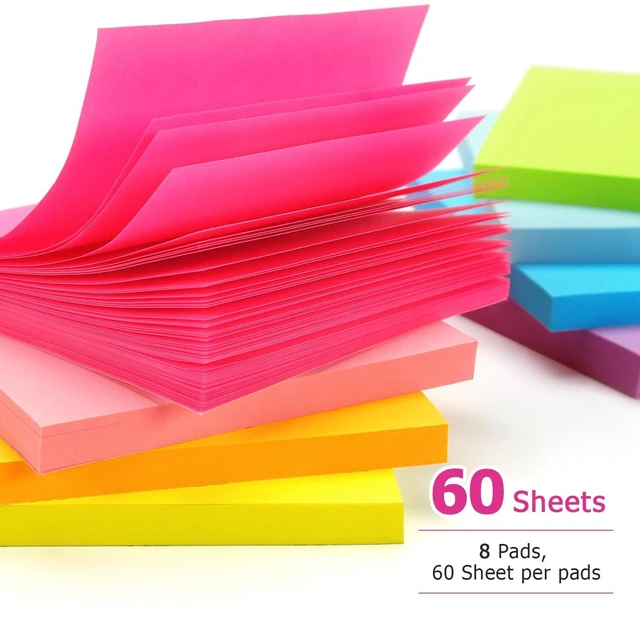 Alt view image 3 of 7 - Early Buy Sticky Notes, 3x3 in, 8 Bright Colors, 8 Pads, 55 Sheets per Pad