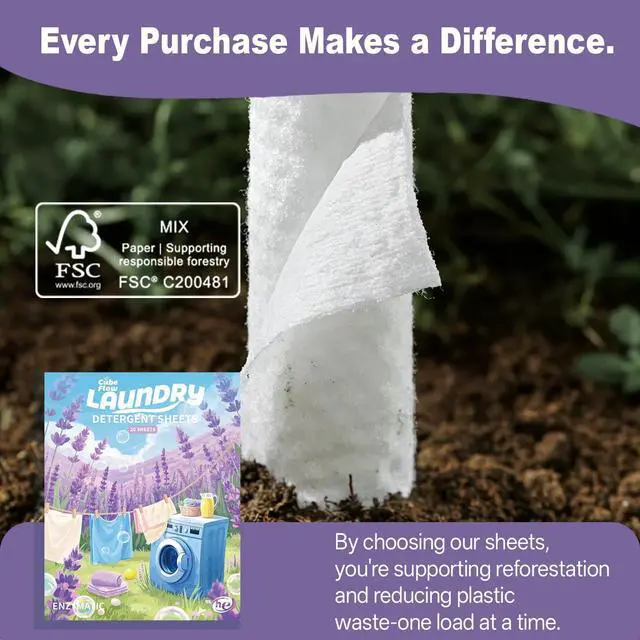 Alt view image 2 of 7 - Laundry Detergent Sheets, Lavender Scent, 40Loads|Effective&Eco-Conscious Cleaning|Pre-Measured, Liquidless for Deep Clean|Hypoallergenic, Washing Soda Travel Soap Strips