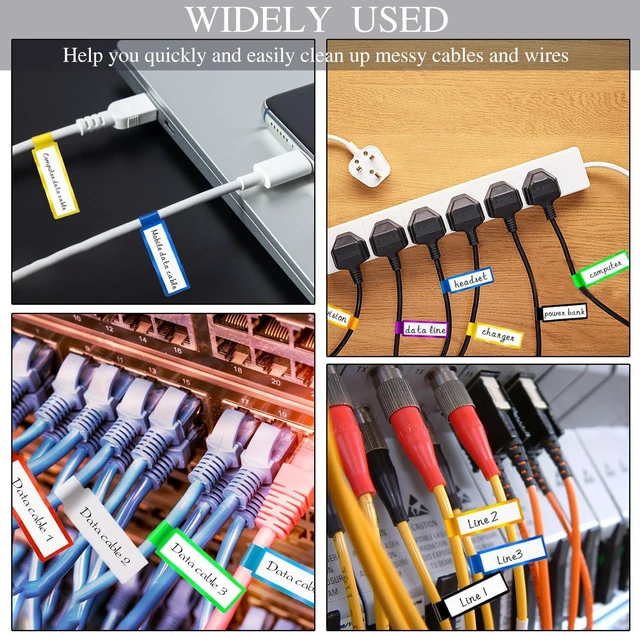 Alt view image 6 of 7 - 300PCS Waterproof Cable Labels in 10 Colors, Self-Adhesive Write-On Tags, Printable for Laser Printer and Handwriting
