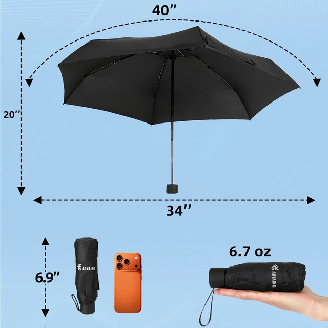 Alt view image 5 of 6 - GAOYAING Compact Travel Umbrella 34Inches with Case Sun&Rain Lightweight Suit for Pocket