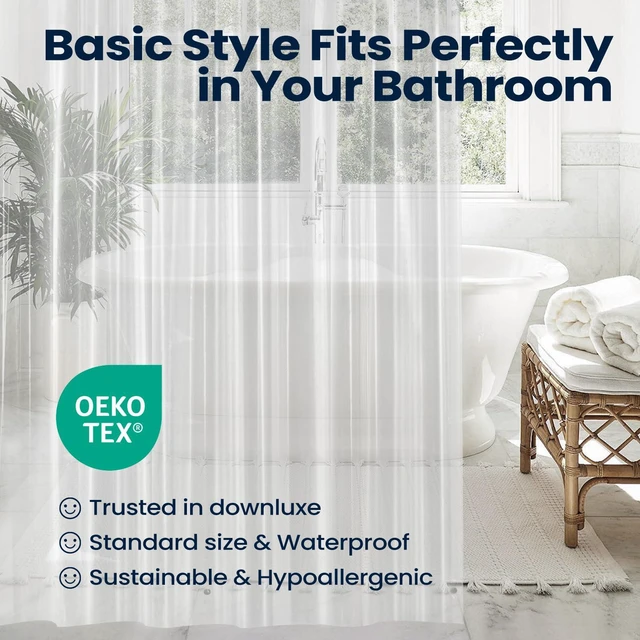 Alt view image 5 of 7 - Downluxe Shower Curtain Liner, PEVA Plastic, 72"x72", with 3 Magnets, Waterproof, Clear, 1 Pack