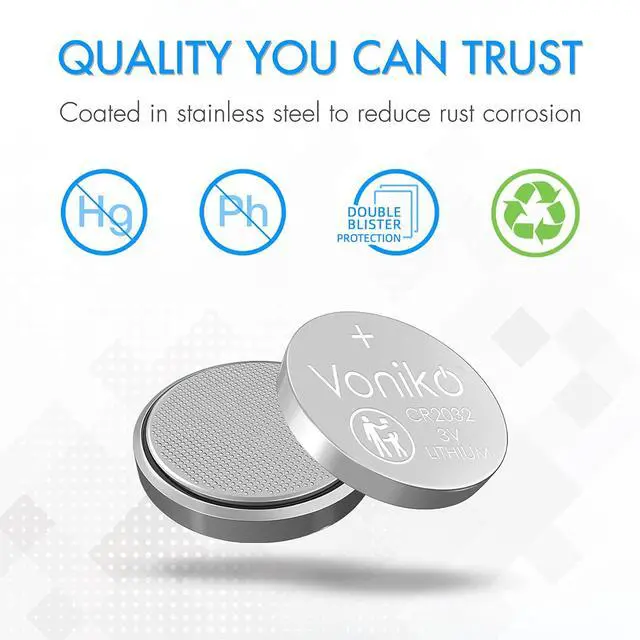 Alt view image 5 of 6 - Voniko CR2032 3V Lithium Batteries 6 Pack, Child Safety, Compatible with AirTag, Key Fobs, Thermometers, Scales, 7 Years Shelf Life