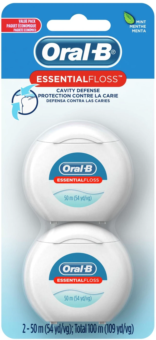 Alt view image 2 of 4 - Oral-B Essential Dental Floss, Cavity Defense, Waxed, Mint Flavor, Value 2 Pack (50m Each)