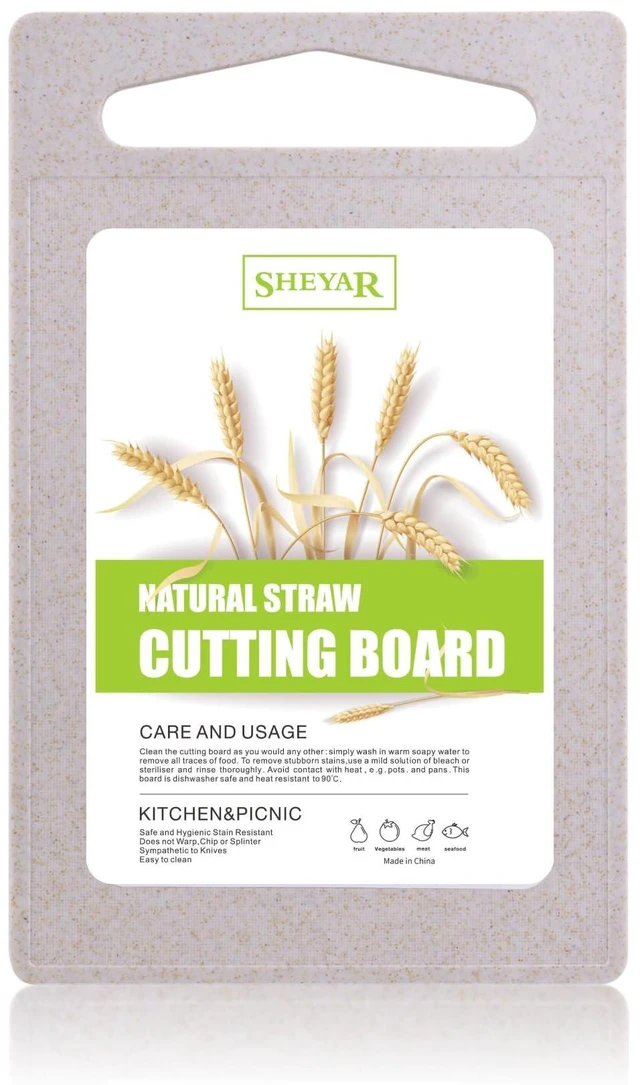 Main image of Wheat Straw Fiber Cutting Board, 10"x6.3", Dishwasher Safe, with Juice Grooves, Easy Grip Handle, Non-slip Surface, Eco-friendly