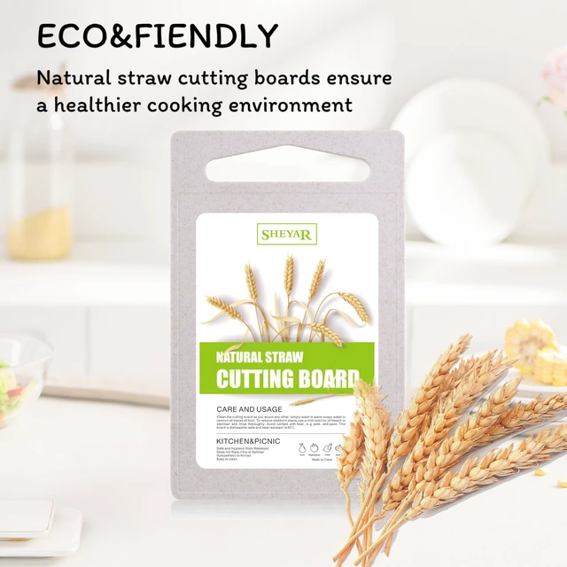 Alt view image 2 of 6 - Wheat Straw Fiber Cutting Board, 10"x6.3", Dishwasher Safe, with Juice Grooves, Easy Grip Handle, Non-slip Surface, Eco-friendly