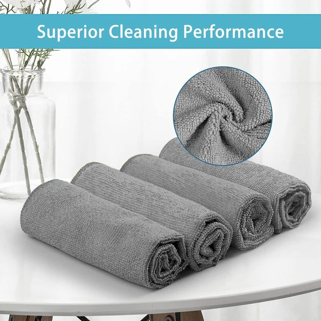 Alt view image 6 of 7 - HOMEXCEL Grey Cleaning Rags 5 Pack, Highly Absorbent Microfiber Cleaning Cloth for Kitchen, Lint Free, Scratch-Free, Reusable Microfiber Towels for House, Window and Glass, Cars, 11.5 X11.5 inch