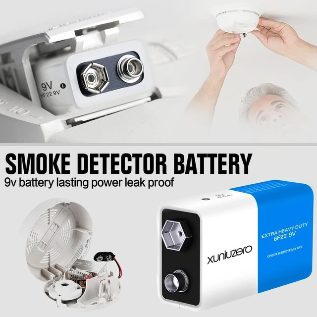 Alt view image 3 of 6 - 9V 6F22 Square Battery (4 Pack) for Smoke Detector Alarm System, Wireless Doorbell, Electronics Long-Lasting