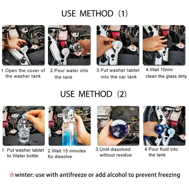 Alt view image 6 of 6 - DOKIKO 50 Pcs Car Windshield Washer Fluid Concentrate Tablets 1 Pack Makes 52.5Gallons 1 Piece Makes 1.05Gallons Winter Use with De-icer or Methanol