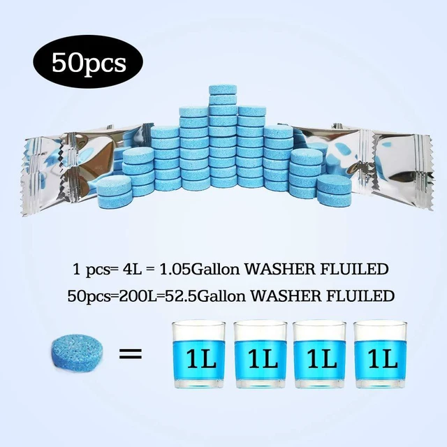 Alt view image 4 of 6 - DOKIKO 50 Pcs Car Windshield Washer Fluid Concentrate Tablets 1 Pack Makes 52.5Gallons 1 Piece Makes 1.05Gallons Winter Use with De-icer or Methanol
