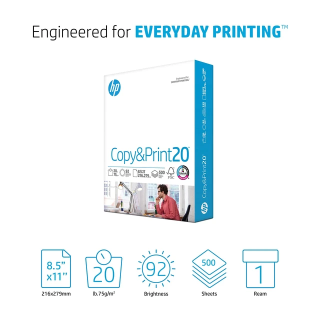 Alt view image 6 of 6 - HP Printer Paper 8.5x11 20lb Copy & Print 1 Ream 500 Sheets 92 Bright FSC Certified 200060