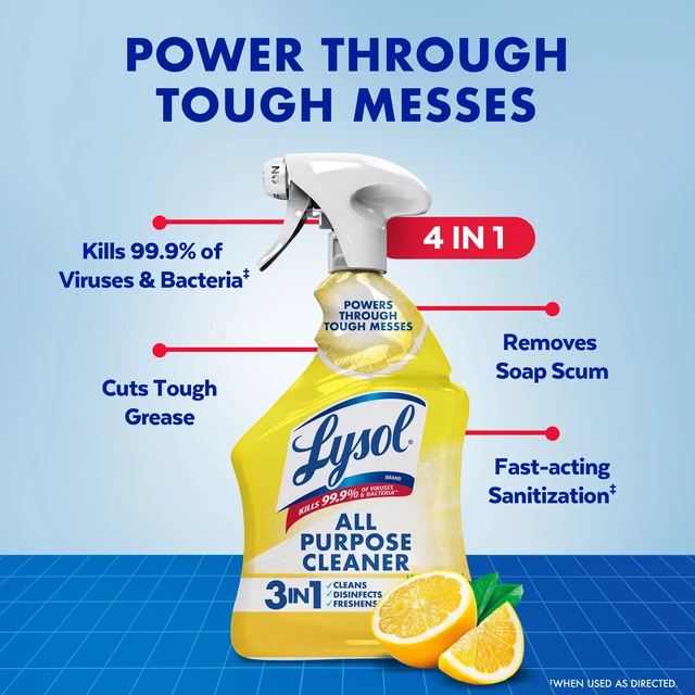 Alt view image 2 of 5 - Lysol All Purpose Cleaner Sanitizing and Disinfecting Spray, Lemon Breeze Scent, 32oz Bottle