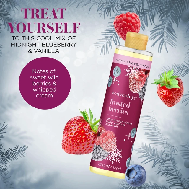 Alt view image 6 of 6 - Bodycology Ultra Moisturizing Body, Bath & Shave Oil, Frosted Berries, 7.5 fl oz