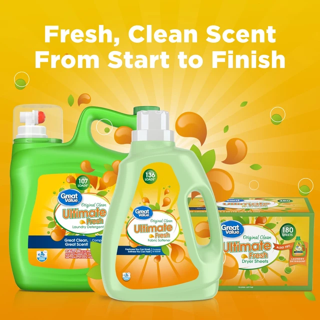 Alt view image 6 of 6 - Great Value Ultimate Fresh Fabric Softener, Original Clean, 100fl oz, 136Loads