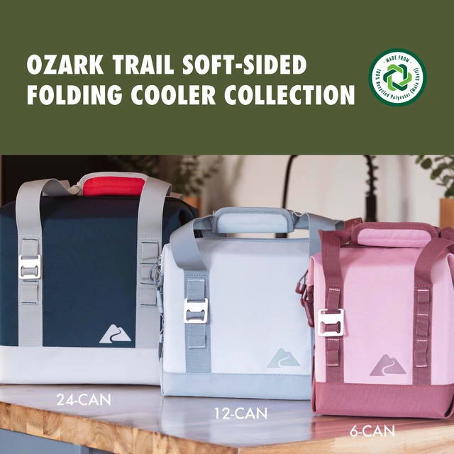 Alt view image 2 of 5 - Ozark Trail Folding 6-Can 4qt Soft-Sided Cooler with Built-in Bottle Opener, Rose