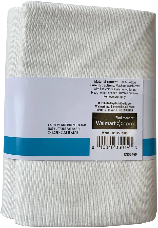 Alt view image 3 of 3 - Mainstays 100% Cotton 1 Yard Precut Fabric Solid White