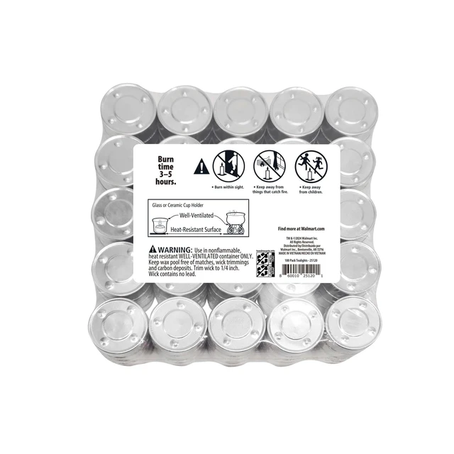 Alt view image 3 of 4 - Mainstays White Unscented Indoor/Outdoor Tealight Candles, 100 Count