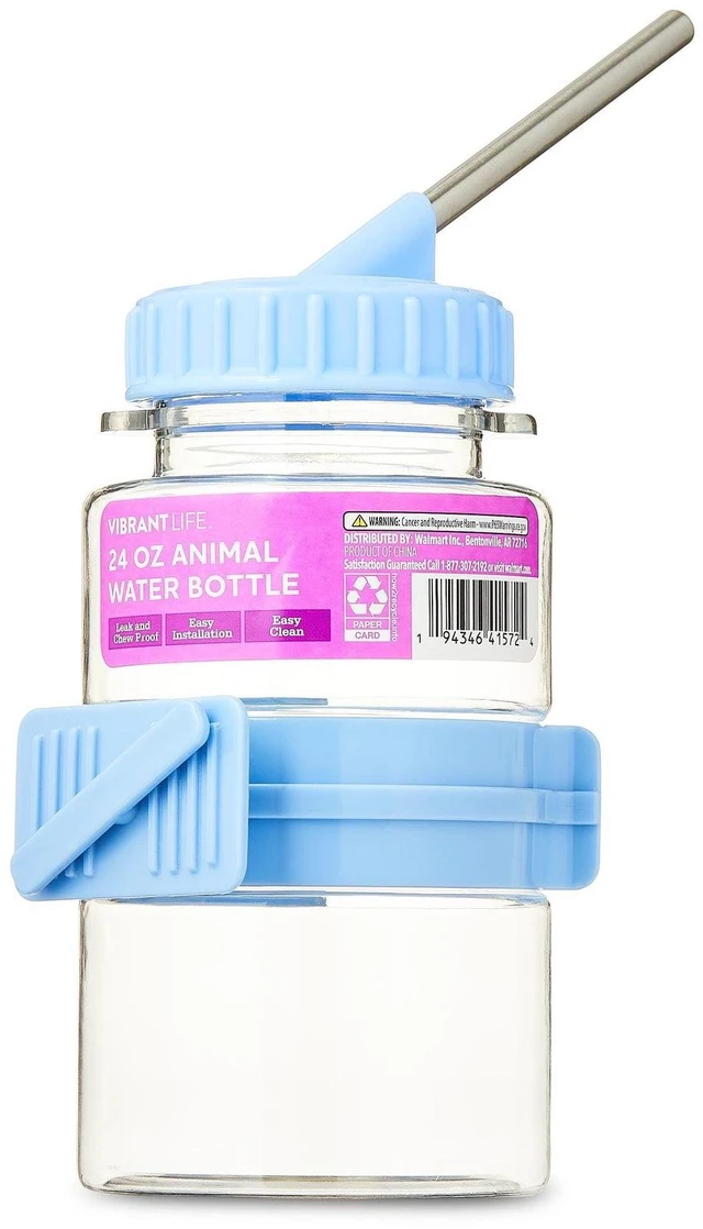 Alt view image 6 of 6 - Vibrant Life 24oz No Drip Hanging Pet Water Bottle for Small Animals, Blue