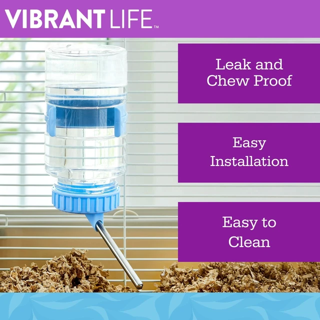Alt view image 5 of 6 - Vibrant Life 24oz No Drip Hanging Pet Water Bottle for Small Animals, Blue