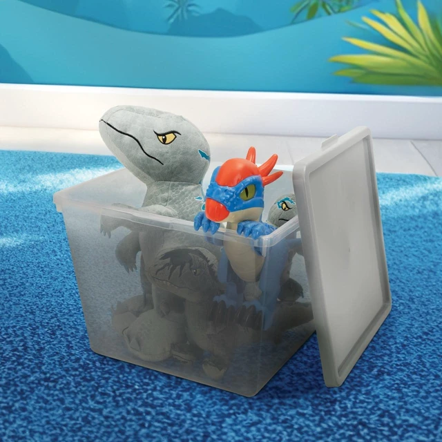 Alt view image 6 of 6 - Your Zone Large Plastic Stacking Storage Bin with Lid, Grey, 11.94in x 12.43in x 9.43in
