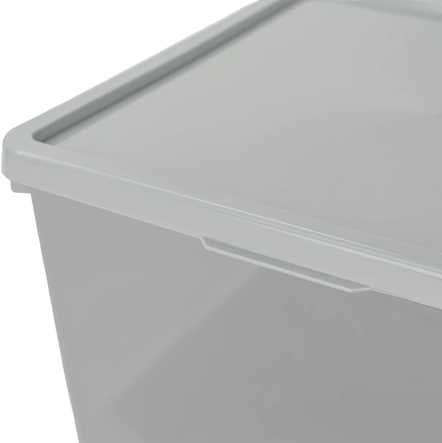 Alt view image 5 of 6 - Your Zone Large Plastic Stacking Storage Bin with Lid, Grey, 11.94in x 12.43in x 9.43in