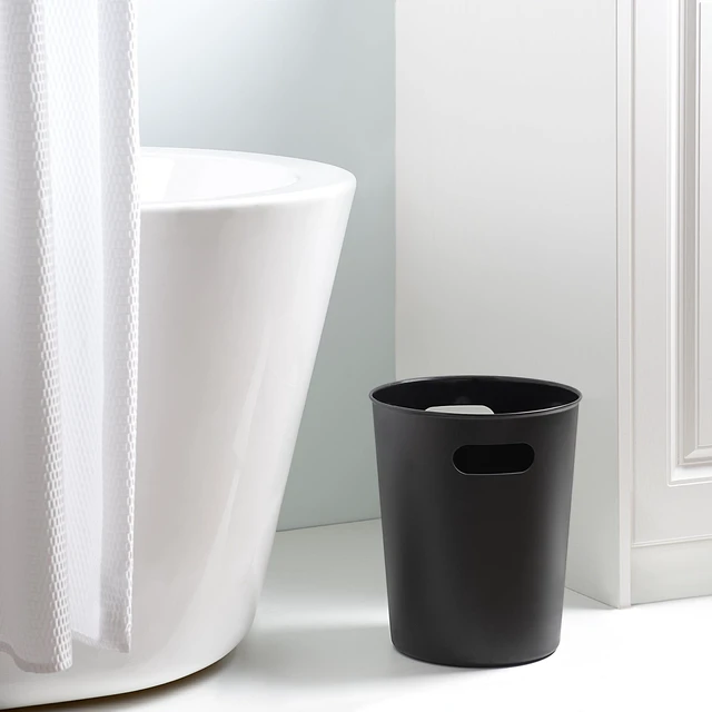 Alt view image 3 of 5 - Mainstays Basic 2.64 Gallon Plastic Wastebasket with Cut-Out Handles, Black