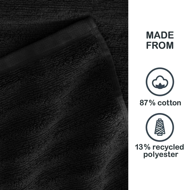 Alt view image 6 of 6 - Mainstays Performance Cotton Bath Towel, Quick Dry, Fade Resistant, Black