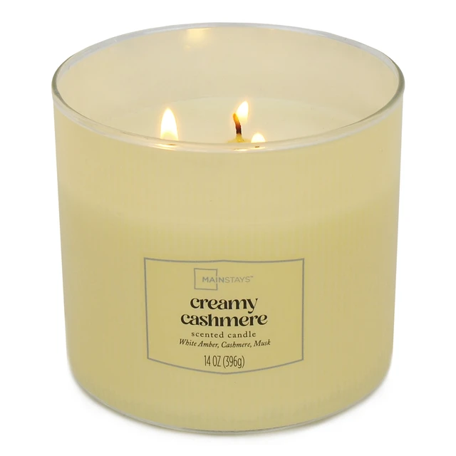 Alt view image 2 of 6 - Mainstays 3-Wick Candle, Textured Wrapped, Creamy Cashmere, 14 Ounce