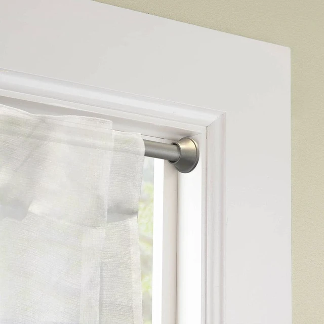 Alt view image 5 of 6 - Mainstays Tension Curtain Rod, 3/4 in Diameter, Silver, Adjustable 30 in to 52 in