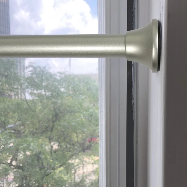 Alt view image 3 of 6 - Mainstays Tension Curtain Rod, 3/4 in Diameter, Silver, Adjustable 30 in to 52 in