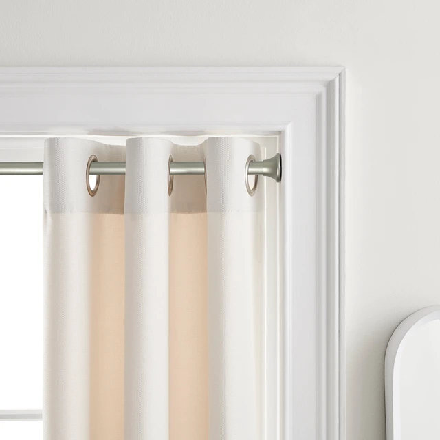 Alt view image 4 of 6 - Mainstays Tension Curtain Rod, 3/4 in Diameter, Silver, Adjustable 30 in to 52 in