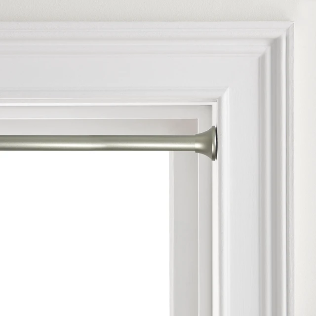 Alt view image 2 of 6 - Mainstays Tension Curtain Rod, 3/4 in Diameter, Silver, Adjustable 30 in to 52 in