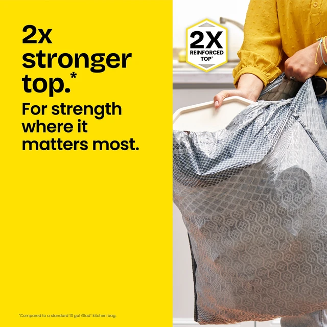 Alt view image 3 of 5 - Glad ForceFlex MaxStrength 13-Gallon Drawstring Tall Trash Bags, Gain Original Scent, 20 Bags