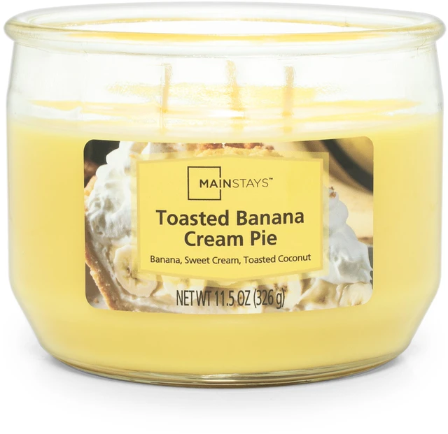 Main image of Mainstays 3-Wick Toasted Banana Cream Pie Scented Jar Candle, 11.5oz
