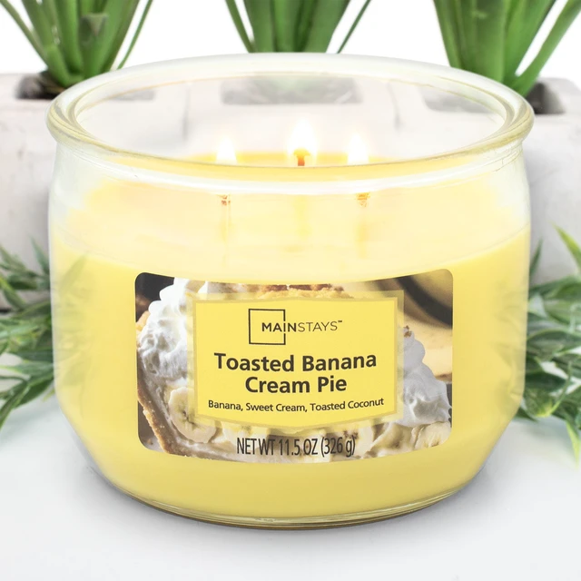 Alt view image 5 of 5 - Mainstays 3-Wick Toasted Banana Cream Pie Scented Jar Candle, 11.5oz
