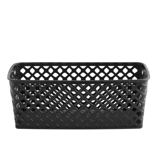 Alt view image 4 of 5 - Mainstays Narrow Black Decorative Plastic Storage Basket, 13.6in x 5.5in x 5.1in