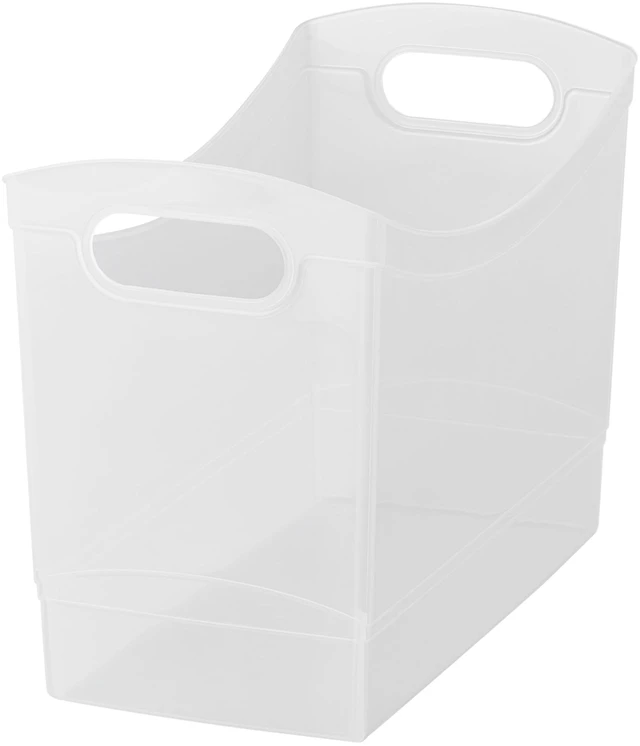 Main image of Mainstays 12Qt Clear Plastic Storage Bin with Carrying Handles, Narrow Rectangular Organizer for Pantry, Closet, Cabinet and Shelf Storage