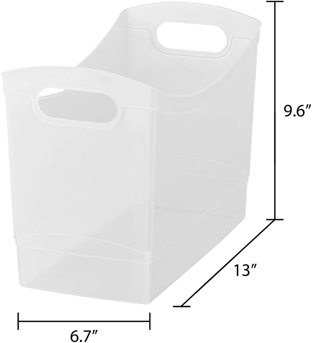 Alt view image 6 of 6 - Mainstays 12Qt Clear Plastic Storage Bin with Carrying Handles, Narrow Rectangular Organizer for Pantry, Closet, Cabinet and Shelf Storage