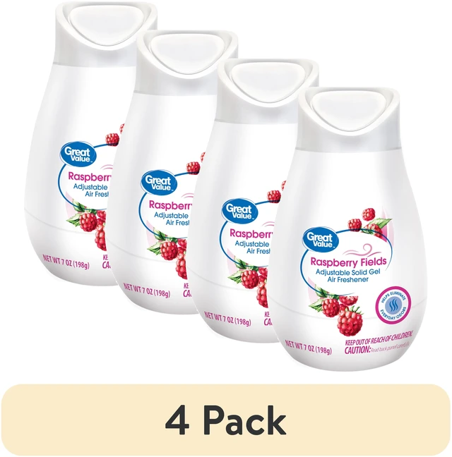Main image of Great Value 4-Pack Adjustable Solid Gel Cone Air Freshener, Raspberry Fields, 7 oz