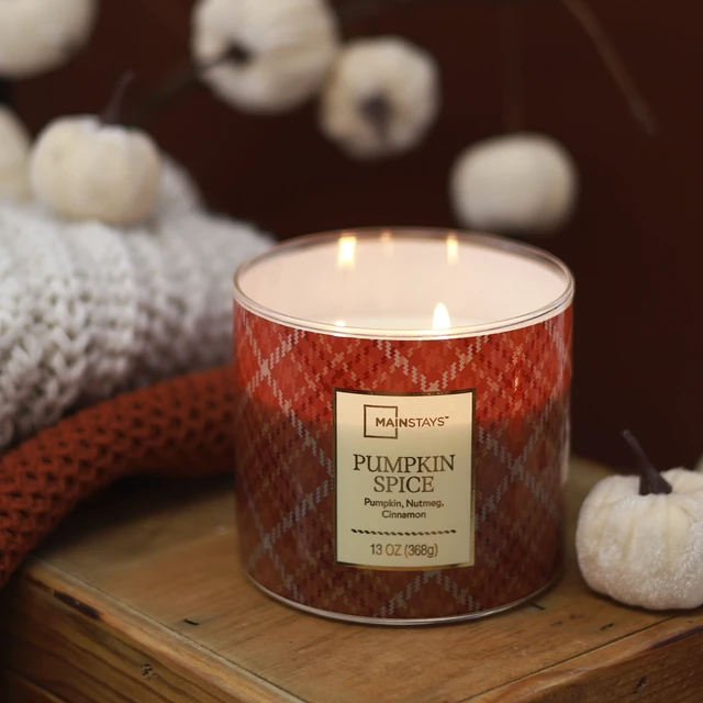 Alt view image 3 of 6 - Mainstays 3-Wick Pumpkin Spice Scented Jar Candle 13oz