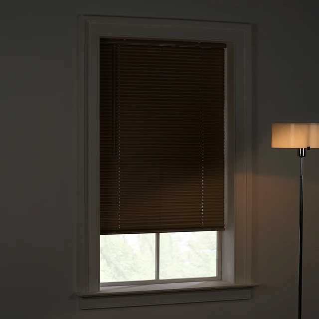 Alt view image 3 of 4 - Mainstays 1IN Cordless Vinyl Room Darkening Mini Blinds, 23IN W x 48IN L, Khaki