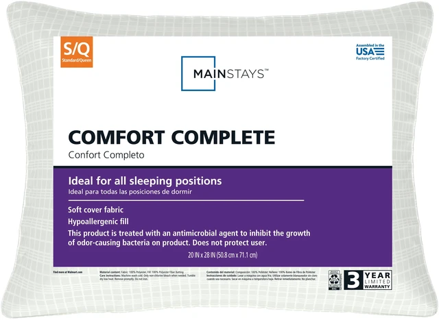 Main image of Standard/Queen Mainstays Comfort Complete Bed Pillow