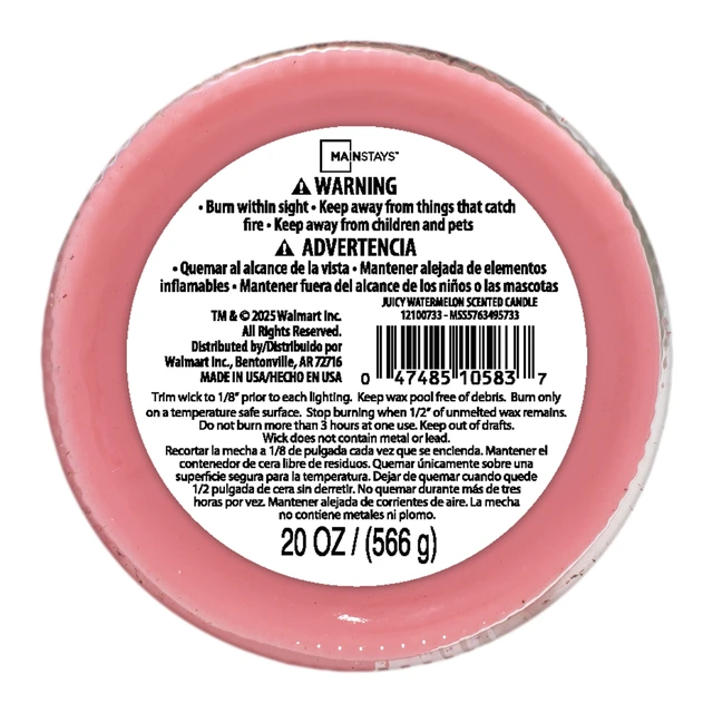 Alt view image 2 of 5 - Mainstays 20oz Juicy Watermelon Scented Single Wick Jar Candle