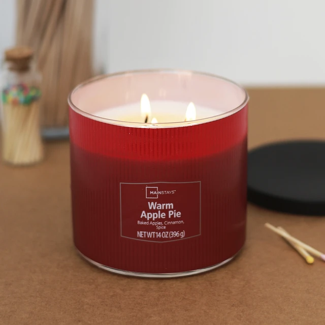 Alt view image 6 of 6 - Mainstays 14Ounce Textured Wrapped Candle Warm Apple Pie