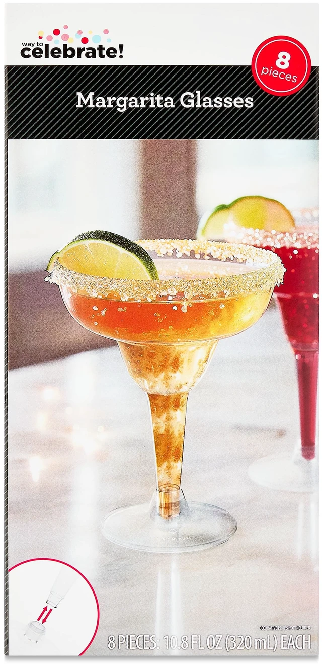 Alt view image 2 of 6 - Way to Celebrate Clear Plastic Margarita Glasses, 8 Count, 10.8 oz, 5.7 x 4.4 in