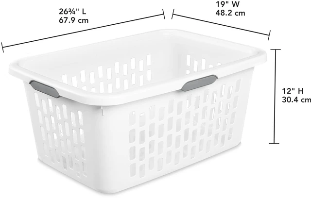 Alt view image 3 of 6 - Sterilite 2 Bushel Large Plastic Laundry Basket with 4 Comfort Grip Handles, White